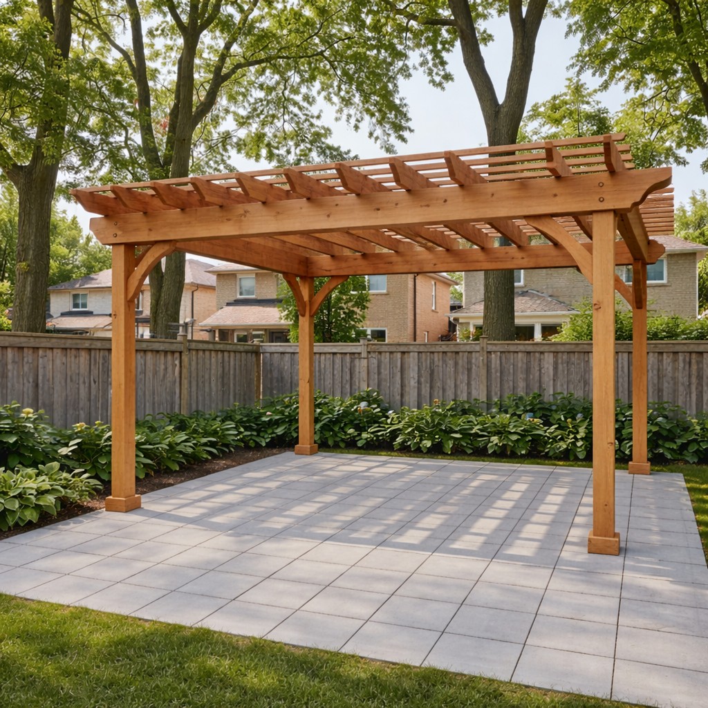 Classic cedar wood pergola with lattice roof
