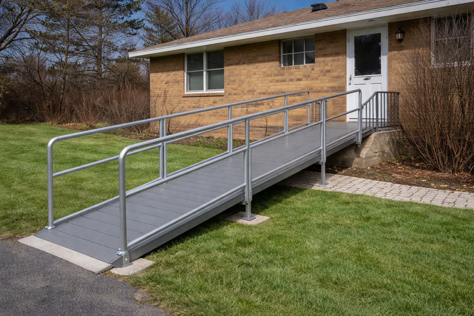 Switchback ramp system for elevated entry